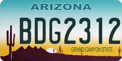 AZ license plate BDG2312