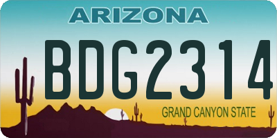 AZ license plate BDG2314