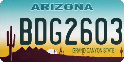 AZ license plate BDG2603