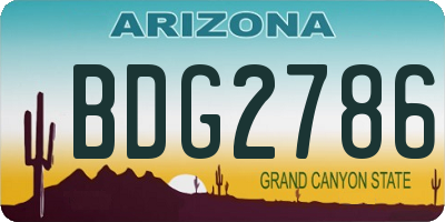 AZ license plate BDG2786