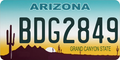 AZ license plate BDG2849