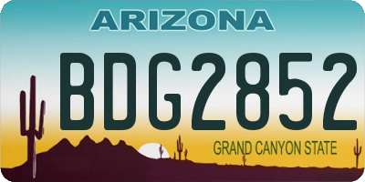 AZ license plate BDG2852