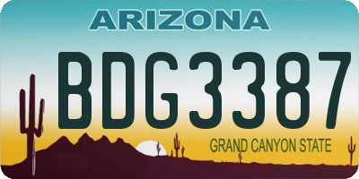 AZ license plate BDG3387