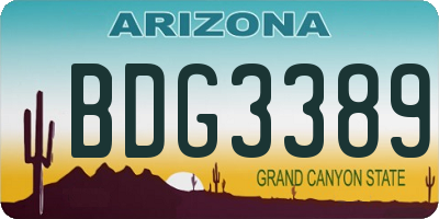 AZ license plate BDG3389