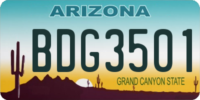 AZ license plate BDG3501