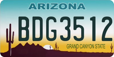 AZ license plate BDG3512