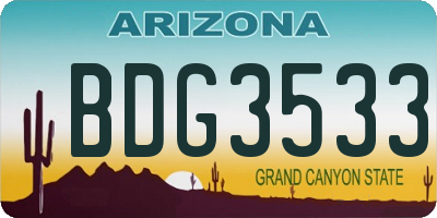 AZ license plate BDG3533