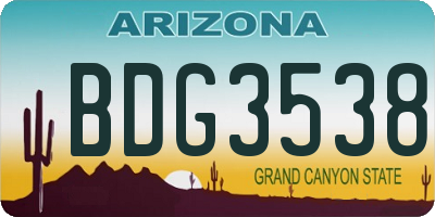 AZ license plate BDG3538