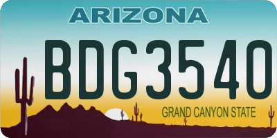 AZ license plate BDG3540