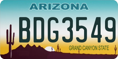 AZ license plate BDG3549