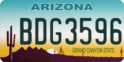 AZ license plate BDG3596