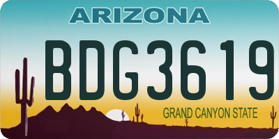 AZ license plate BDG3619