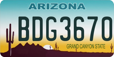 AZ license plate BDG3670