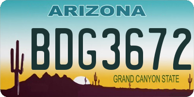 AZ license plate BDG3672