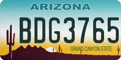 AZ license plate BDG3765