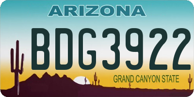 AZ license plate BDG3922