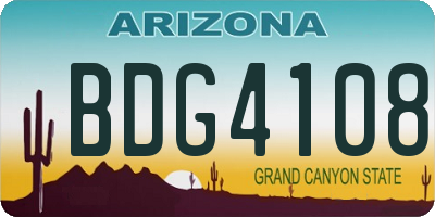 AZ license plate BDG4108