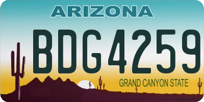 AZ license plate BDG4259