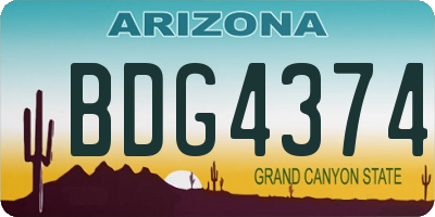 AZ license plate BDG4374