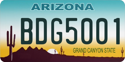 AZ license plate BDG5001