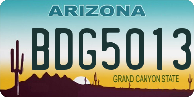 AZ license plate BDG5013