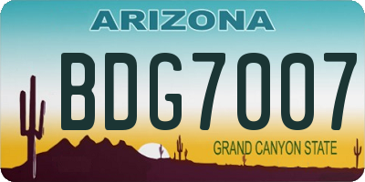 AZ license plate BDG7007