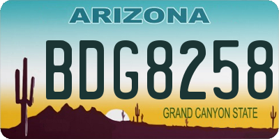 AZ license plate BDG8258