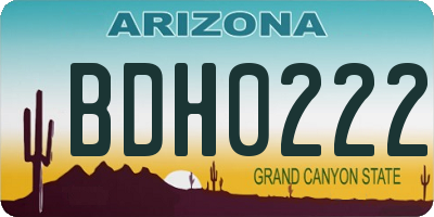 AZ license plate BDH0222