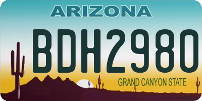 AZ license plate BDH2980
