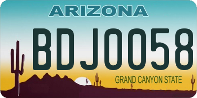 AZ license plate BDJ0058
