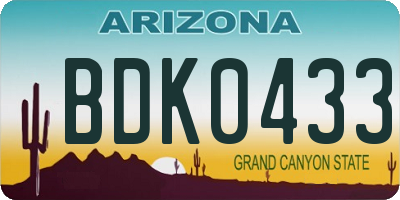 AZ license plate BDK0433