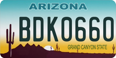 AZ license plate BDK0660