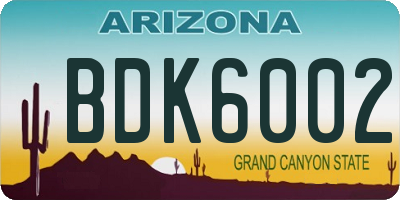 AZ license plate BDK6002