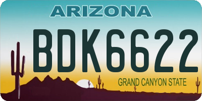 AZ license plate BDK6622