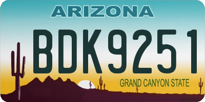 AZ license plate BDK9251