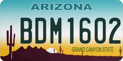 AZ license plate BDM1602
