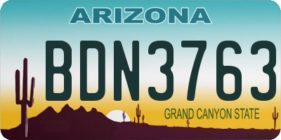 AZ license plate BDN3763
