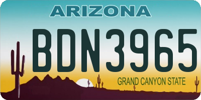 AZ license plate BDN3965