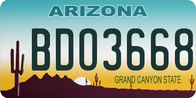 AZ license plate BDO3668