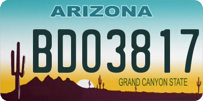 AZ license plate BDO3817
