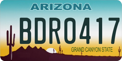 AZ license plate BDR0417