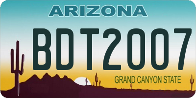 AZ license plate BDT2007