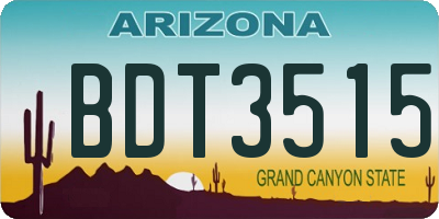 AZ license plate BDT3515
