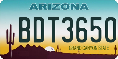 AZ license plate BDT3650