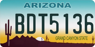 AZ license plate BDT5136