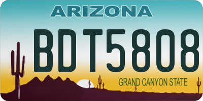 AZ license plate BDT5808