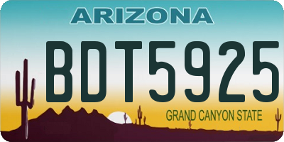 AZ license plate BDT5925