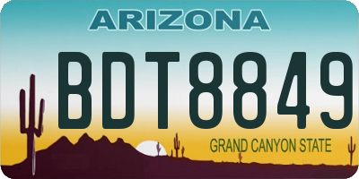 AZ license plate BDT8849