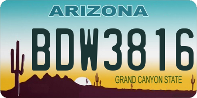 AZ license plate BDW3816