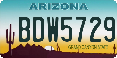 AZ license plate BDW5729